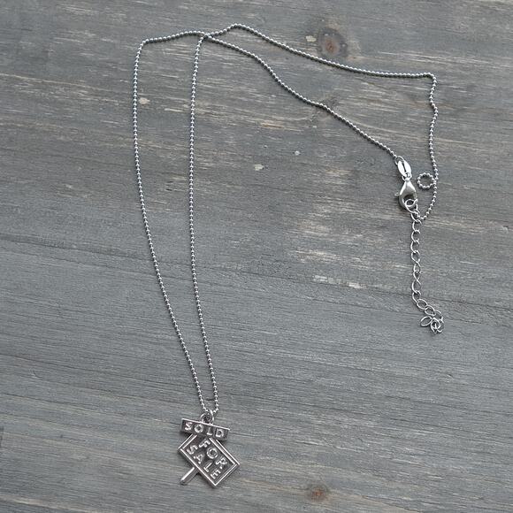 Sterling Silver 925 FOR SALE SOLD Pendant Necklace Realtor Gift Ball Chain S925 - Picture 2 of 7